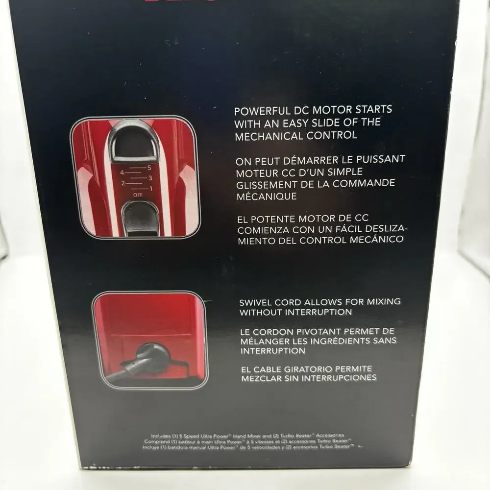 KitchenAid Ultra Power 5-Speed Hand Mixer Empire Red KHM512ER New In Open Box